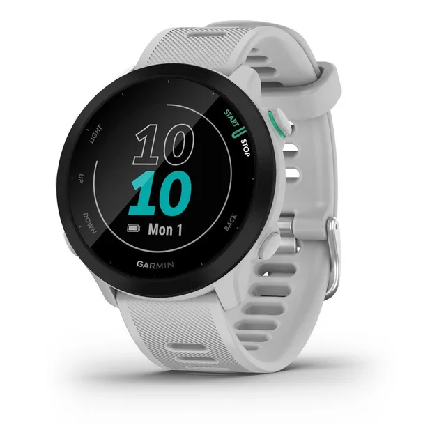 Reloj De Pulsera Inteligente Garmin Forerunner 55 Unisex Color de la correa Blanco Color del bisel Negro Color del fondo Negro