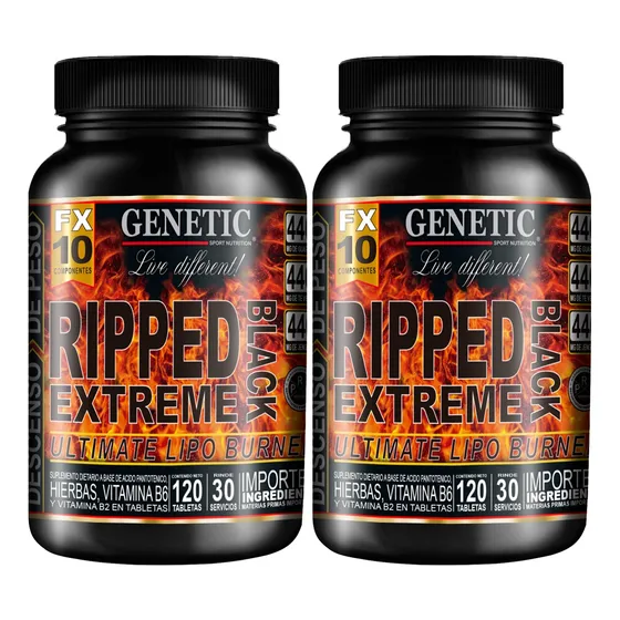 2 Potes Quemador Grasa Abdominal Diet Ripped Extreme Genetic