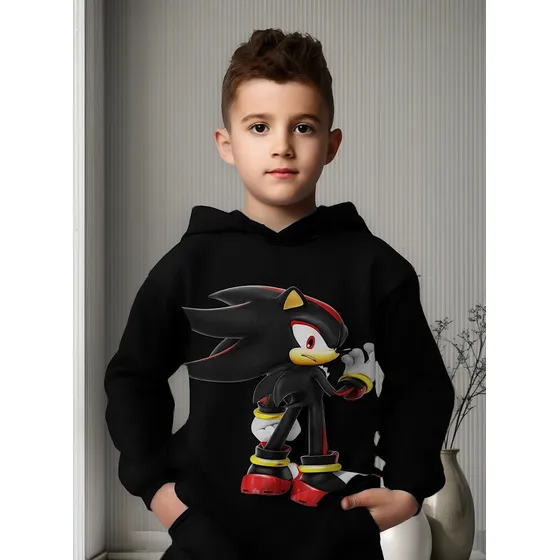 Blusa-moletom-flanelado-sonic Shadow Infantil