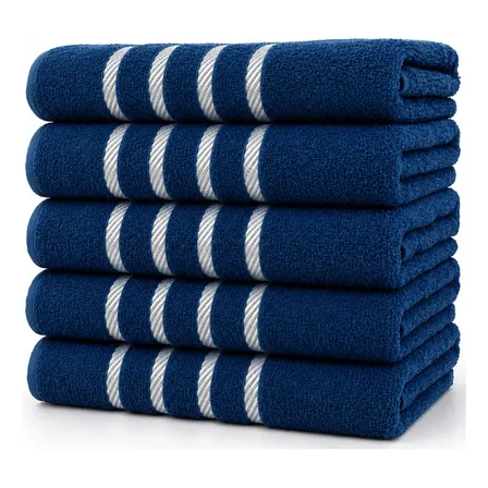 Kit 4 Toalhas Banho Grande 100% Algodão 67x130 Cor Azul Azul