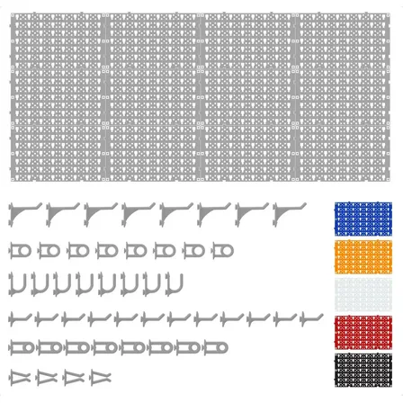 Painel Organizador De Ferramentas Plástico Ajustável 118x52 Perfurado Reforçado Pegboard Nerf Cor Cinza