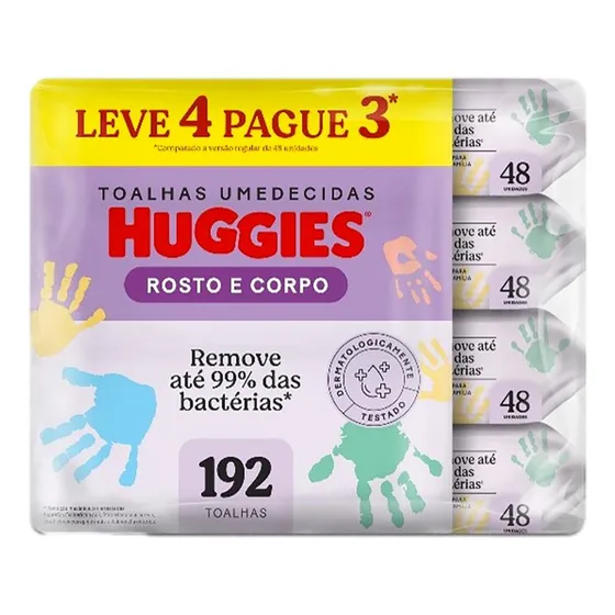 Lenço Umedecido Huggies One & Done  Leve 4  Pague 3 Unidades
