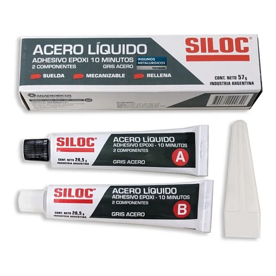 Acero Liquido Gris Adhesivo Epoxi 10 57gs. Siloc