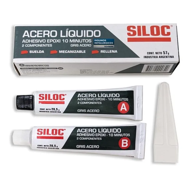 Acero Liquido Gris Adhesivo Epoxi 10 57gs. Siloc