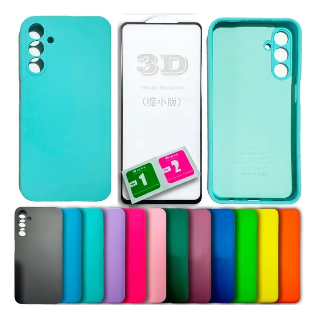Película 3d + Capa Silicone Veludo Para Galaxy A35 5g A356e