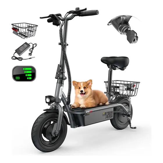 Scooter Eléctrico Plegable Iscooter F2 Gris 500w Motor 32km/h-velocidad 30km-autonomía Max Batería 8ah Con Cesta Asiento Scooter Eléctrico Adults