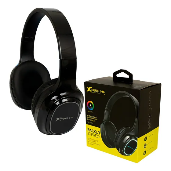 Auricular Vincha Inalámbrico Con Luz Rgb Xtrike Me Hd-201bt Color Negro