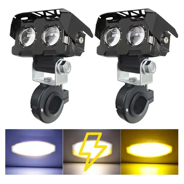 Faros Antiniebla De 3 Color Lupa Luz Led Spot Luz Para Moto