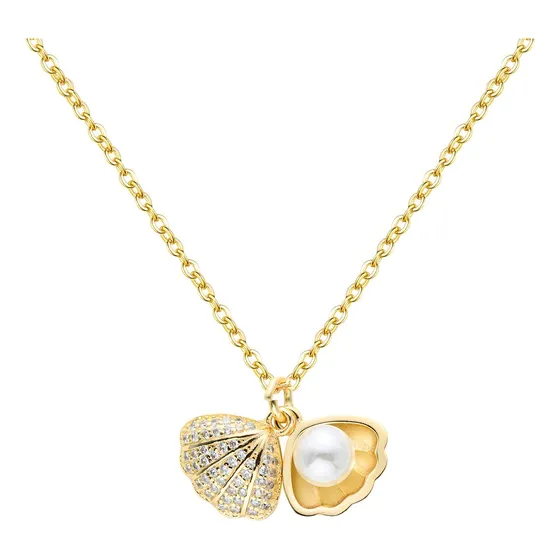 Collar Dije De Concha Con Perla Marina Ostra De Mar Con Piedra Preciosa Chapada En Oro De 18k Para Mujer Dama Elegante Color Dorado Tender Lihome