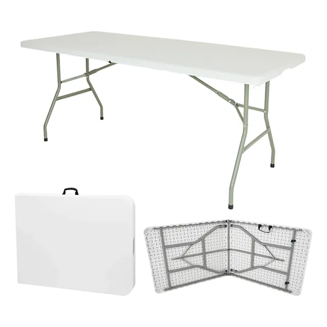 Mesa Plegable de Plastico Portatil de Jardin Tipo Portafolio Ideal para Exterior e Interior Fiestas y Eventos al Aire Libre 180 cm