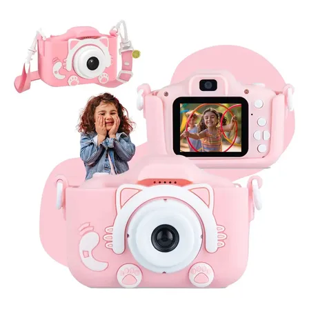 Câmera Infantil Digital Filmadora Infantil Máquina Fotográfica Infantil Fotografa E Filma Tira Foto De Verdade Rosa Swave