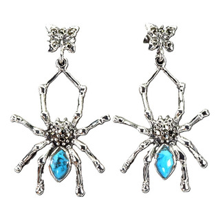 Aretes Turquesa Forma Dragón Plata 925 Baño Oro Blanco 14k Aretes Turquesa Forma Dragón Plata 925 Baño Oro Blanco 14k