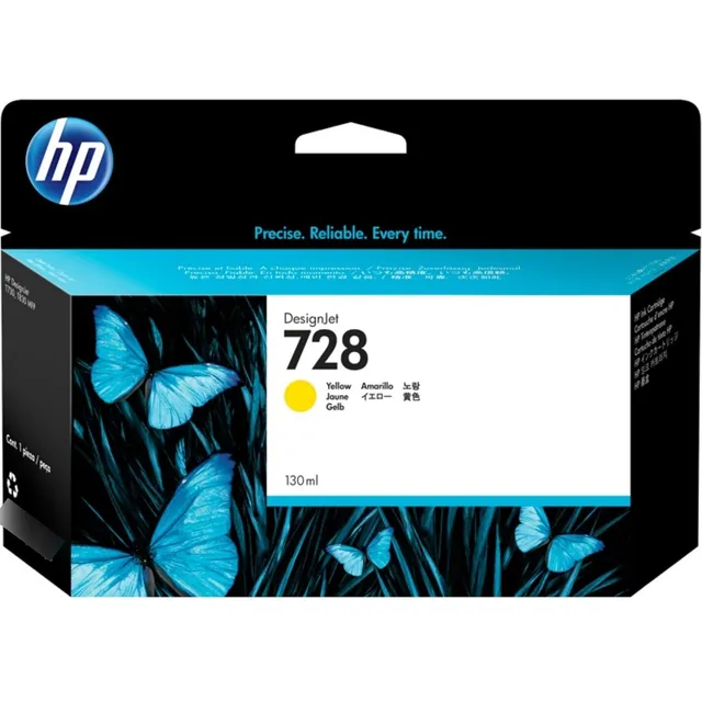 Cartucho De Tinta Hp 728 Amarillo Original 130ml F9j65a