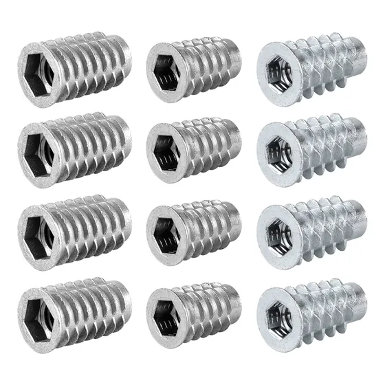 Inserto Tuerca Madera 3 Roscas 1/4 5/16 3/8 Con Tope 60 Uds