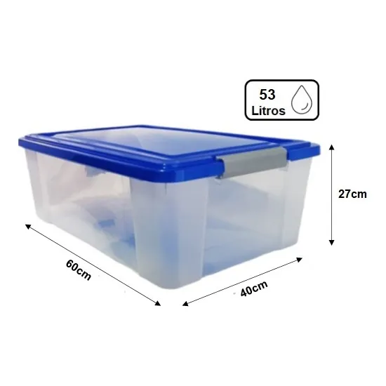 Caja Organizadora Grande N°2 53 Litros Plástica Kendy Color Transparente