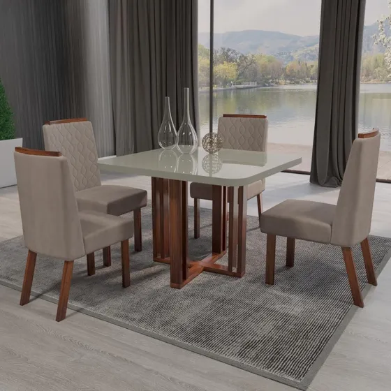 Sala De Jantar 90x90 Paola Tampo Off-white 4 Cad Bom Pastor