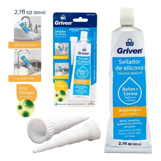 Silicon Transparente Anti Hongo 80ml Marca Griven (pack X 3)