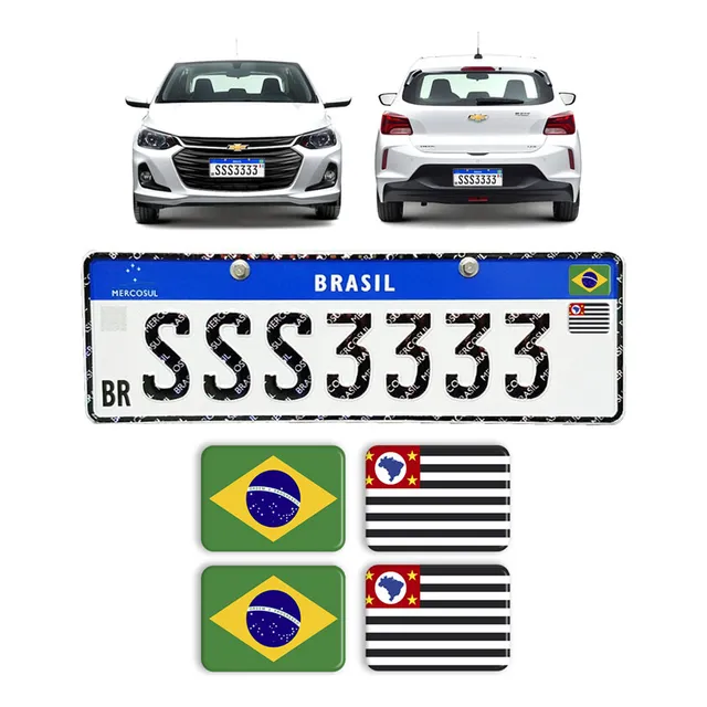 Adesivos Bandeira Brasil/são Paulo Placa Nova Carro Resinado