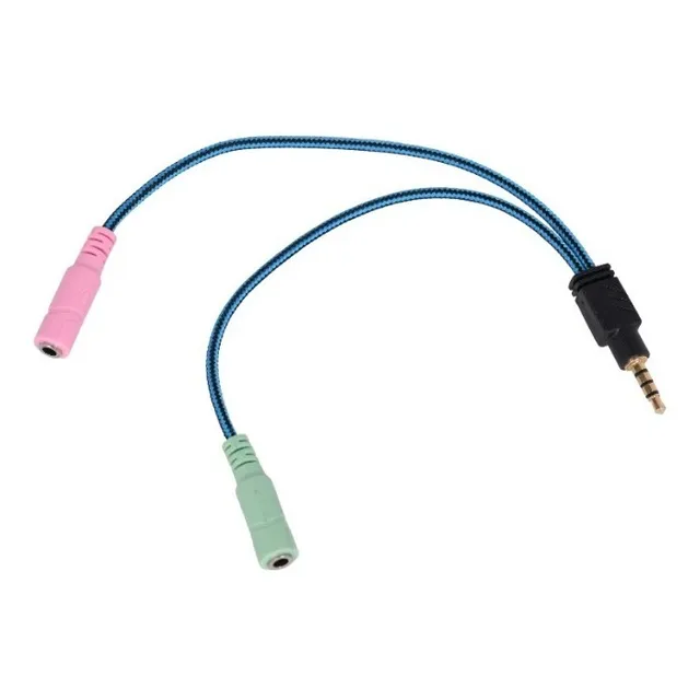 Cable Audio 3,5mm Macho Doble Hembra Auricular Adaptador Color Negro azul