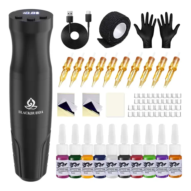 Tattoo Gun, Blackbudda Tattoo Kit Para Principiantes 5myph