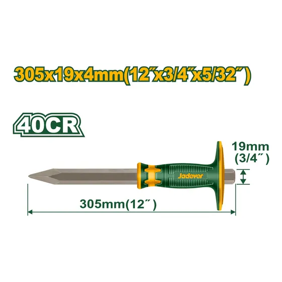 Cincel Punta Punta Con Protector 30.5cm Mango D Goma Jadever