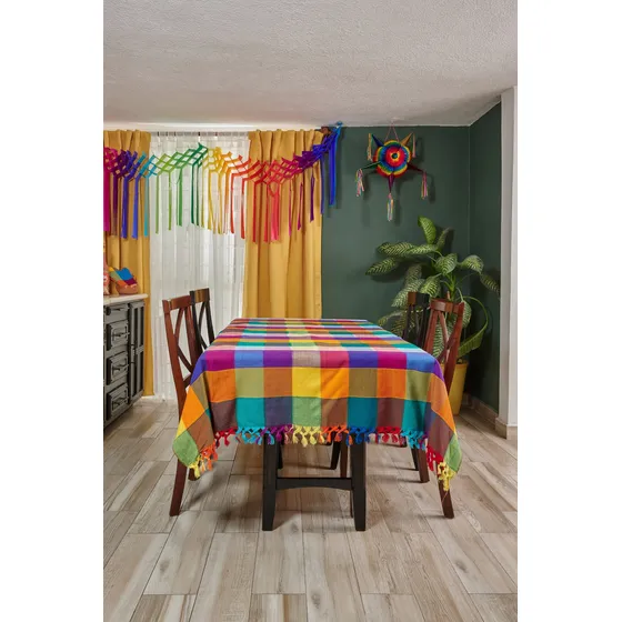 Mantel Tradicional Mexicano Rectangular Para Mesa De 6sillas