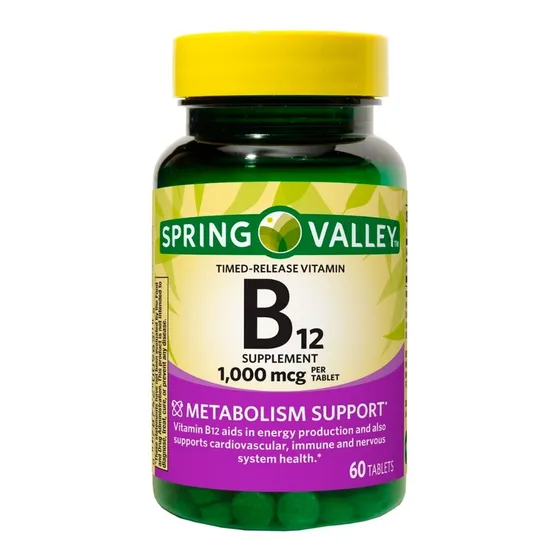 Spring Valley | Vitamina B12 | 1000mcg | 60 Tabletas