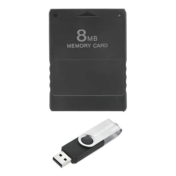 Kit Ps2 Memory Card + Pendrive 64 Gb - Pronto Para Jogar!