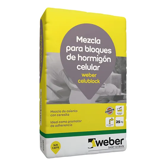 Mortero Adhesivo Para Bloque De Hormigón Celular Weber 25kg