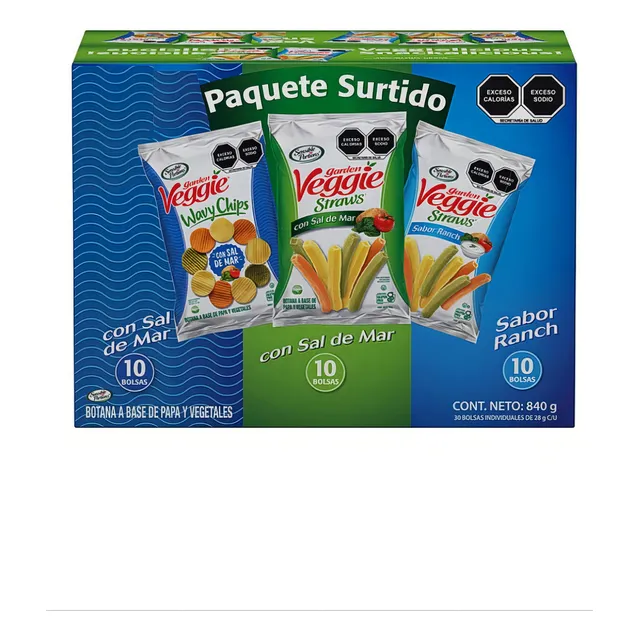 Caja Papas Fritas Veggie Surtidas Con 30 Bolsas De 28 Gr C/u