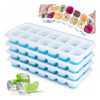 4pzs Bandejas De Cubitos Hielo,moldes Para Hielo Con Tapa 4pzs Bandejas De Cubitos Hielo,moldes Para Hielo Con Tapa