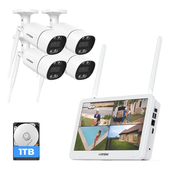 Kit Cámaras Seguridad Circuito Cerrado Wifi Pantalla Audio