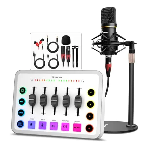 Podcast Gamers Equipo De Audio Con Mic 5 Canales. Todo En 1