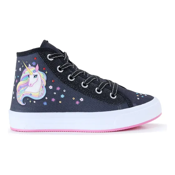 Tênis Star Infantil Menina Unicórnio Cano Alto Glitter All