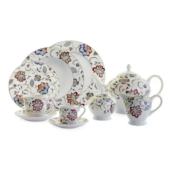 Juego Vajilla Jacobean Queen's By Churchill 45 Piezas Blanco Floreado