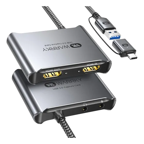 Warrky Tarjeta De Captura Hdmi 4k [con Cable Usb 3.0 Fijo...