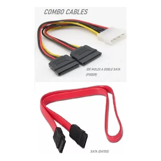 Combo Cable (poder) Molex Doble Sata + Cable Sata (datos)