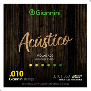 Encordoamento Cordas Violão Aço 010 Giannini Acústico Encordoamento Cordas Violão Aço 010 Giannini Acústico