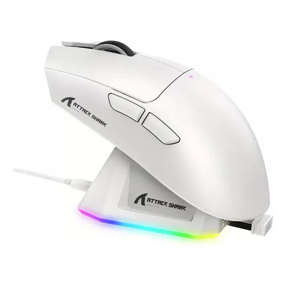 Mouse Gamer X11 Attack Shark Tri Mode 22000dpi S Fio C Dock Cor Branco