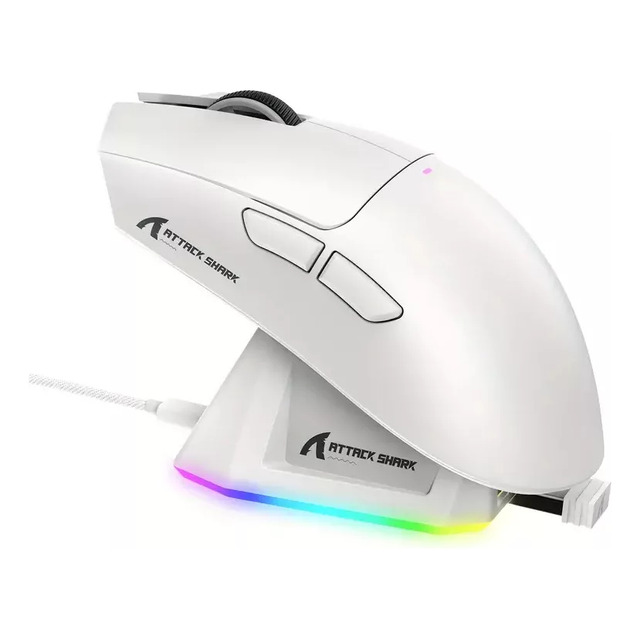 Mouse Gamer Attack Shark X11 Branco 22000 Dpi Usb Bluetooth Branco