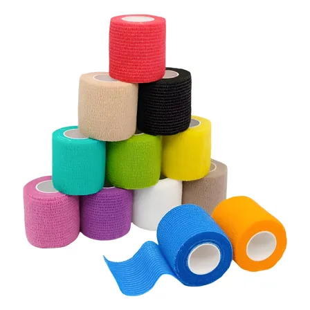 Bandagem Elástica Adesiva Flexível Atadura - 5cm - Kit 12un