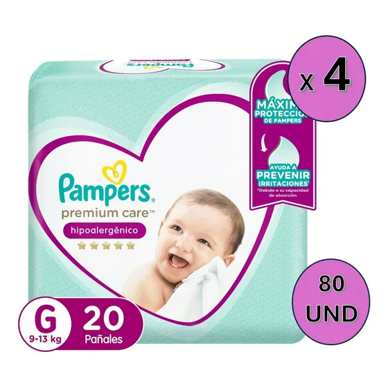 Pañales Pampers Premium Care 80 Und Talla G Grande (g) Sin Género