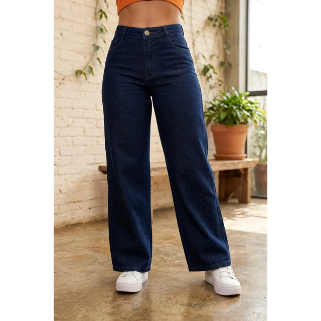 Calça Jeans Feminina Wide Leg Pantalona Cintura Alta Stilger