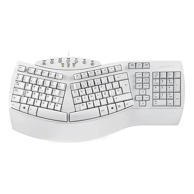 Teclado Ergonómico Usb Perixx 512 Multimedia Blanco