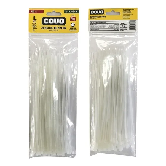 Tirraje Amarre Tirrap 2.5mm X 200mm 100 Und Blanco