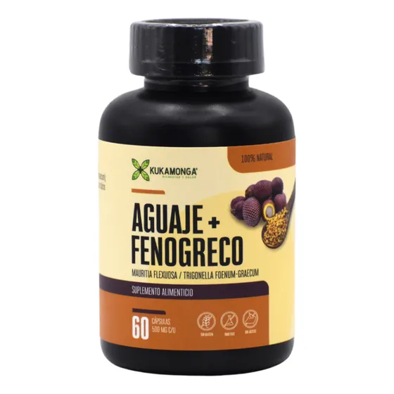Aguaje +  Fenogreco |  Aumenta Tu Busto Y Glúteos 60 Cáps