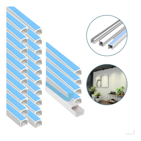 Kit 25 Organizador Fios Pvc 10x10x1000mm Dupla Face Branco