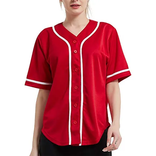 Toptie Women's Baseball Jersey Hip Hop Hipster Button P1gsy