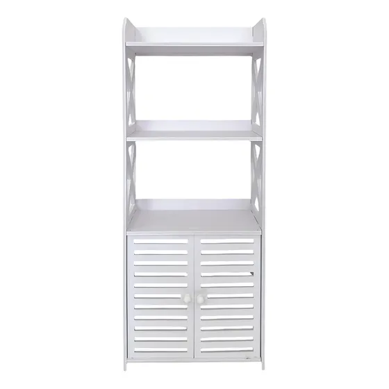 Estante De Baño Organizador Multiuso Con Puertas 4 Niveles Blanco
