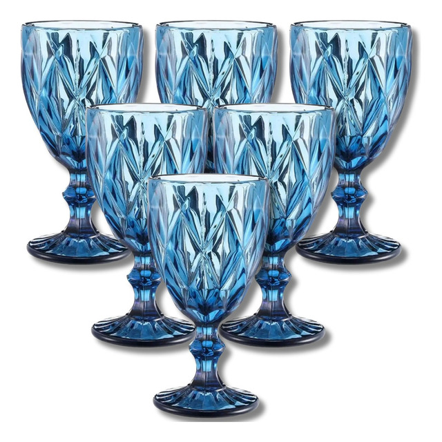 Conjunto 6 Taças Diamond Vidro Jaca Abacaxi Diamante Buffet Conjunto 6 Taças Diamond Vidro Jaca Abacaxi Diamante Buffet